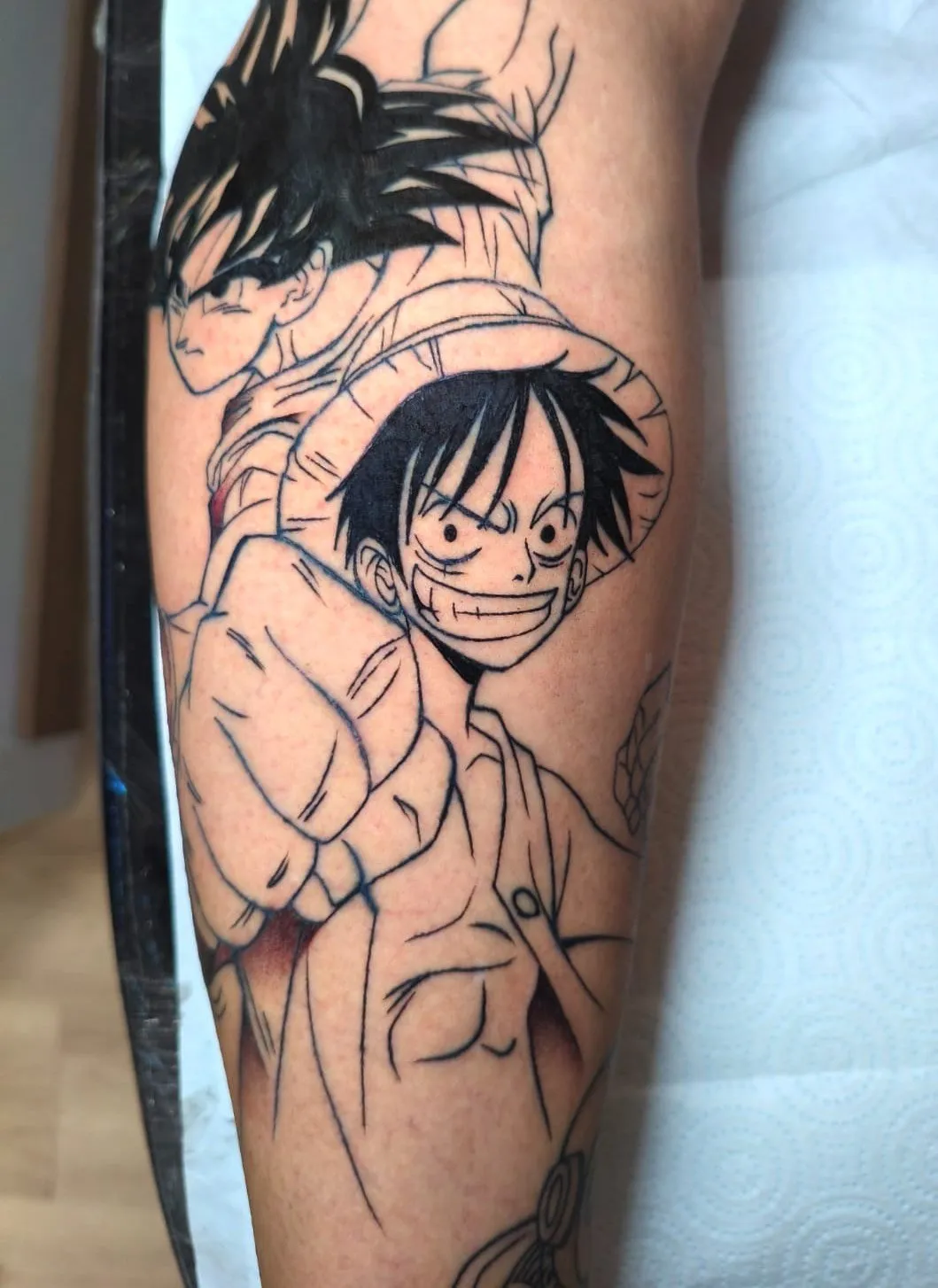 Tatuaje lineart de Monkey D. Luffy de One Piece